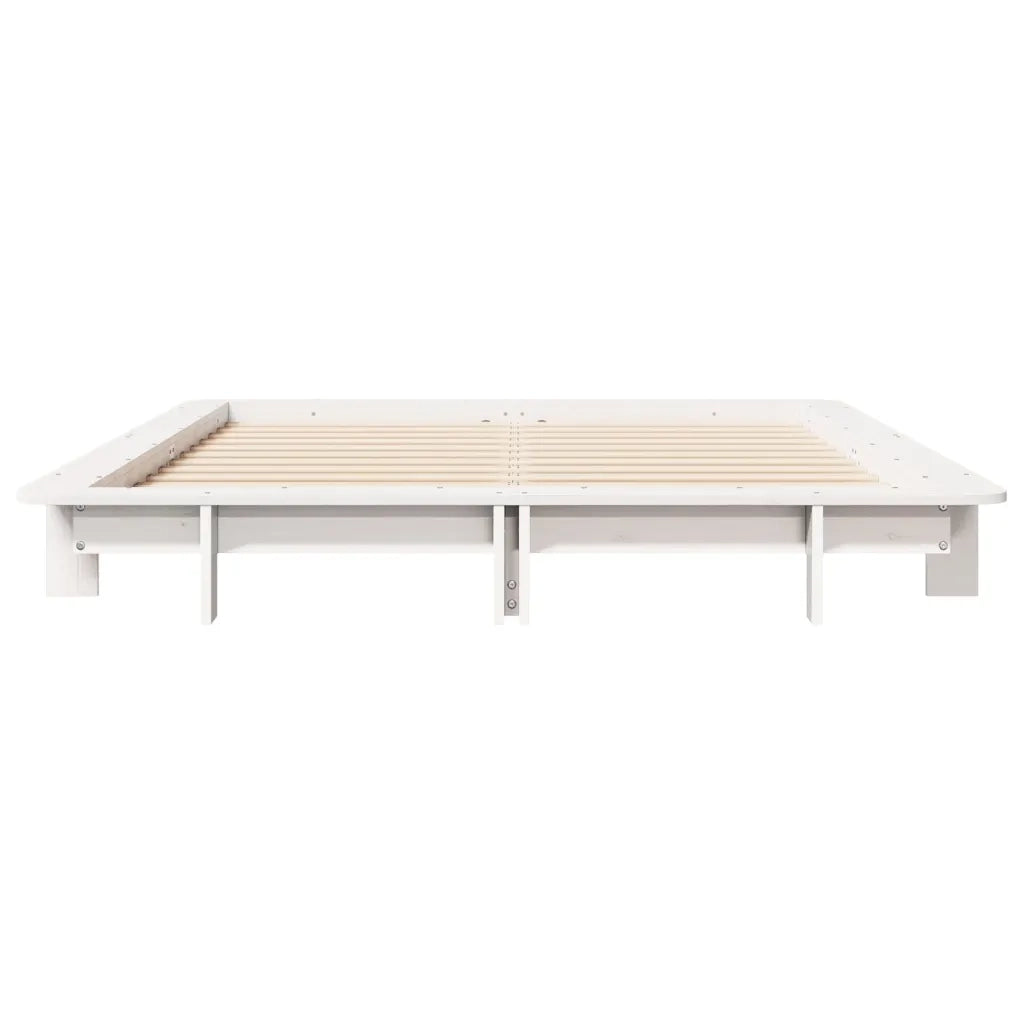 Letto senza Materasso Bianco 140x190 cm Legno Massello di Pino 850672