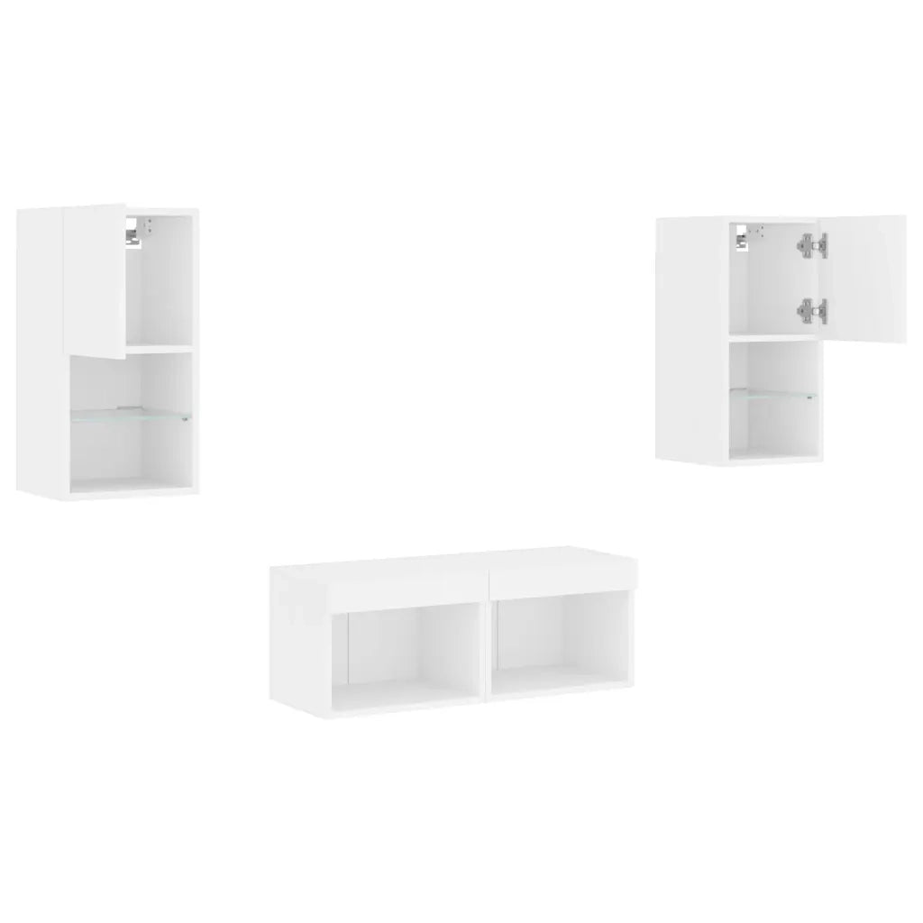 Mobili TV a Muro 4 pz-Credenza per TV con Luci LED Bianchi 477065