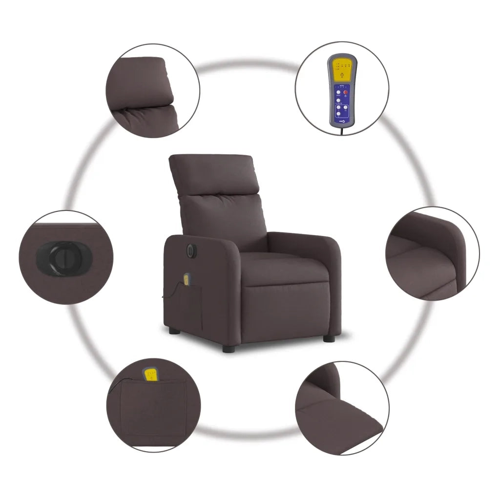 Divano Sedia-Poltrona Massaggio Reclinabile Elettrica Marrone Scuro Tessuto 796280