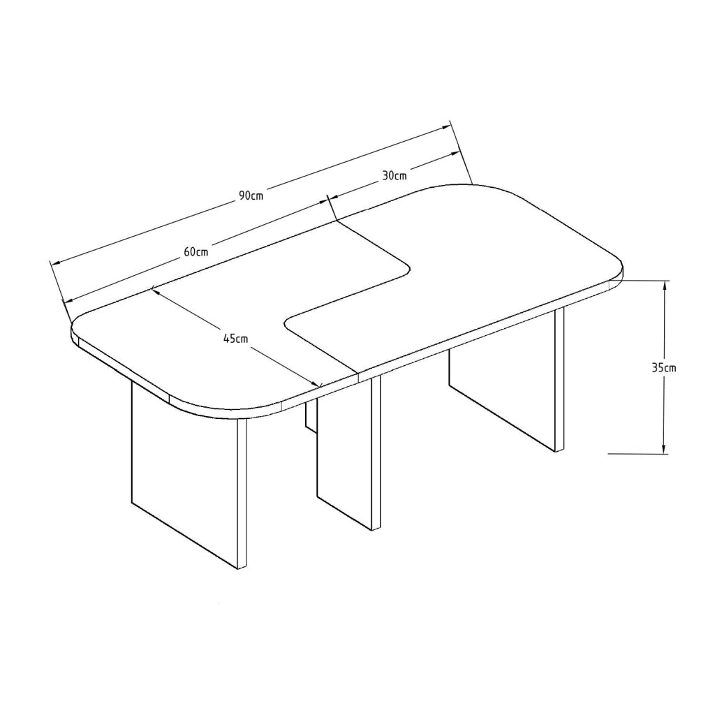 Set di tavolini in legno "Iris" - 90 x 45 x 35 cm - Travertino