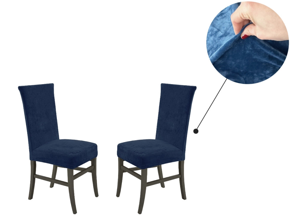 Set 2 Coprisedia Con Schienale Tinta Unita Effetto Velluto Morbidissimo Blu