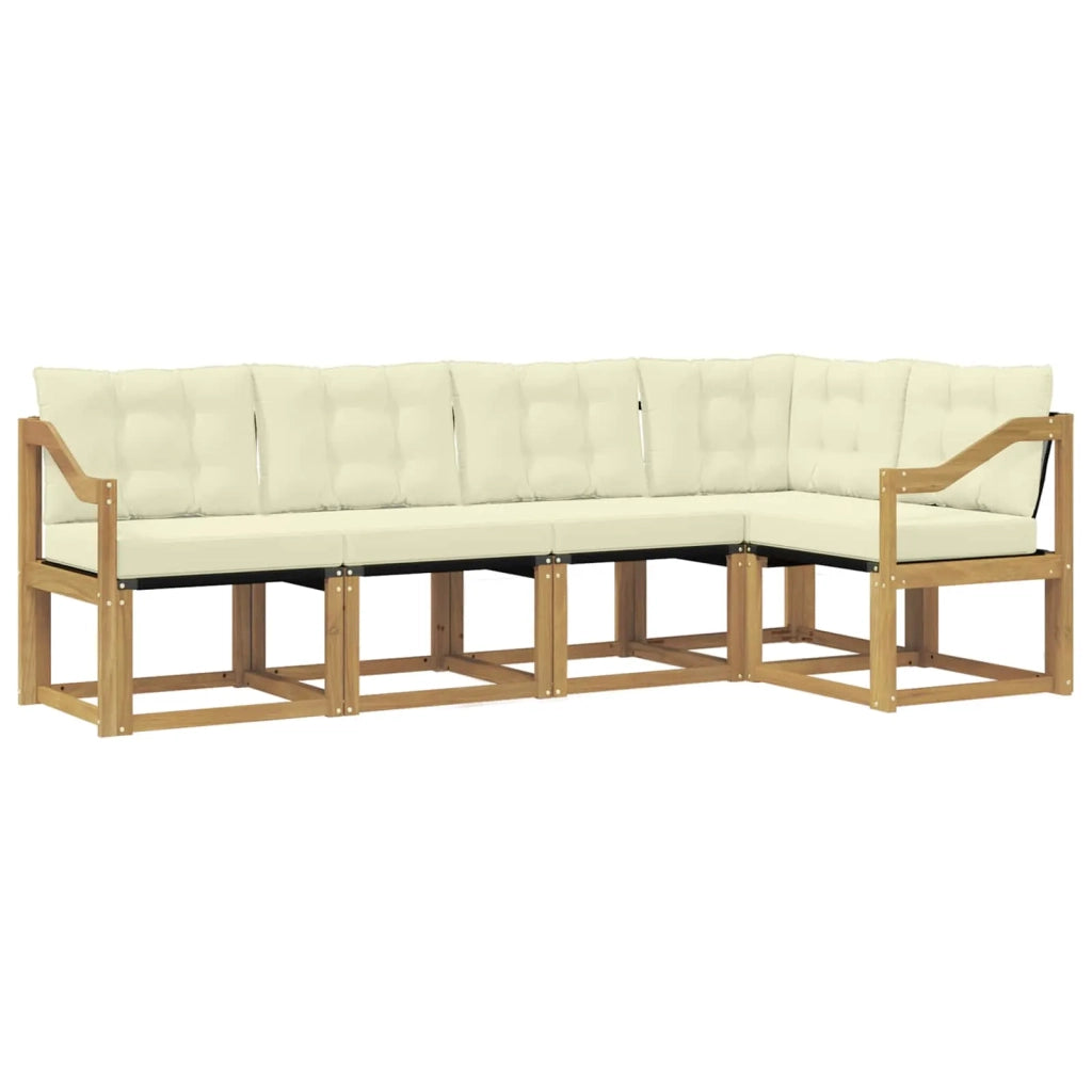 Set di divani da esterno con cuscino 5 pcs Bianco e Crema