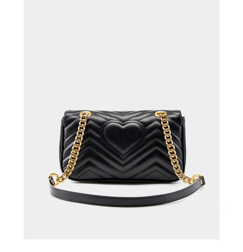 Borsa a tracolla da donna in vera pelle, colore nero.