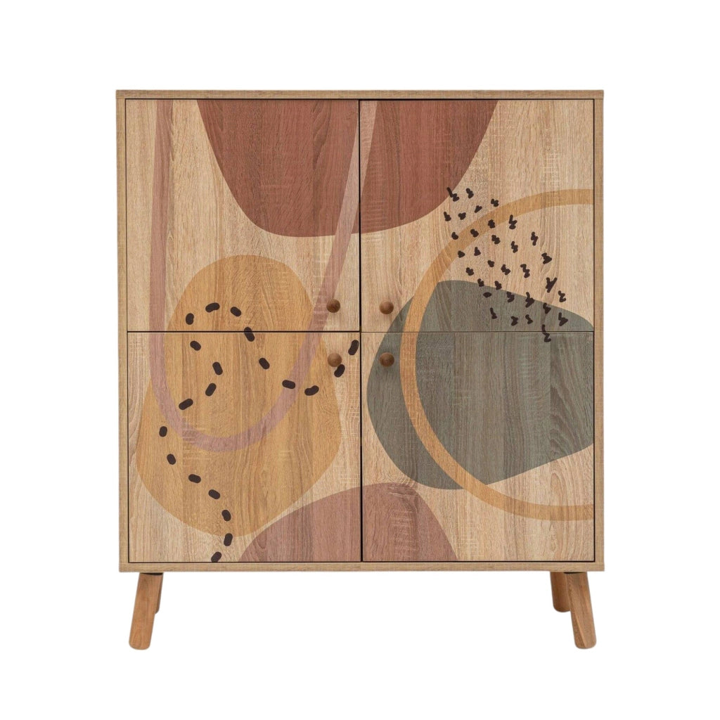 Credenza Agyemang, Buffet da soggiorno, Madia da salotto, Dispensa da cucina, 95x36h111 cm, Multicolore