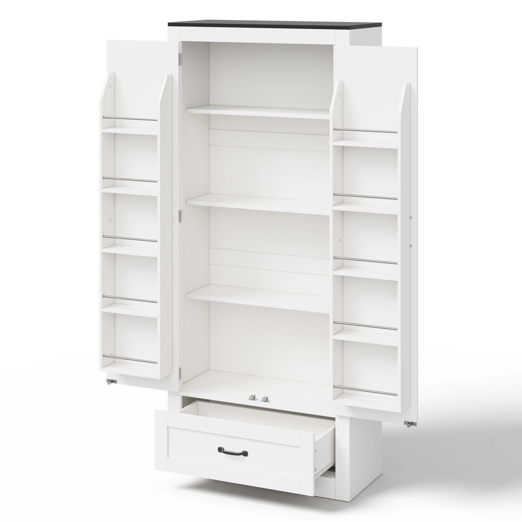 Armadio da cucina 80x35x183 cm con 2 ante e cassetto in MDF bianco