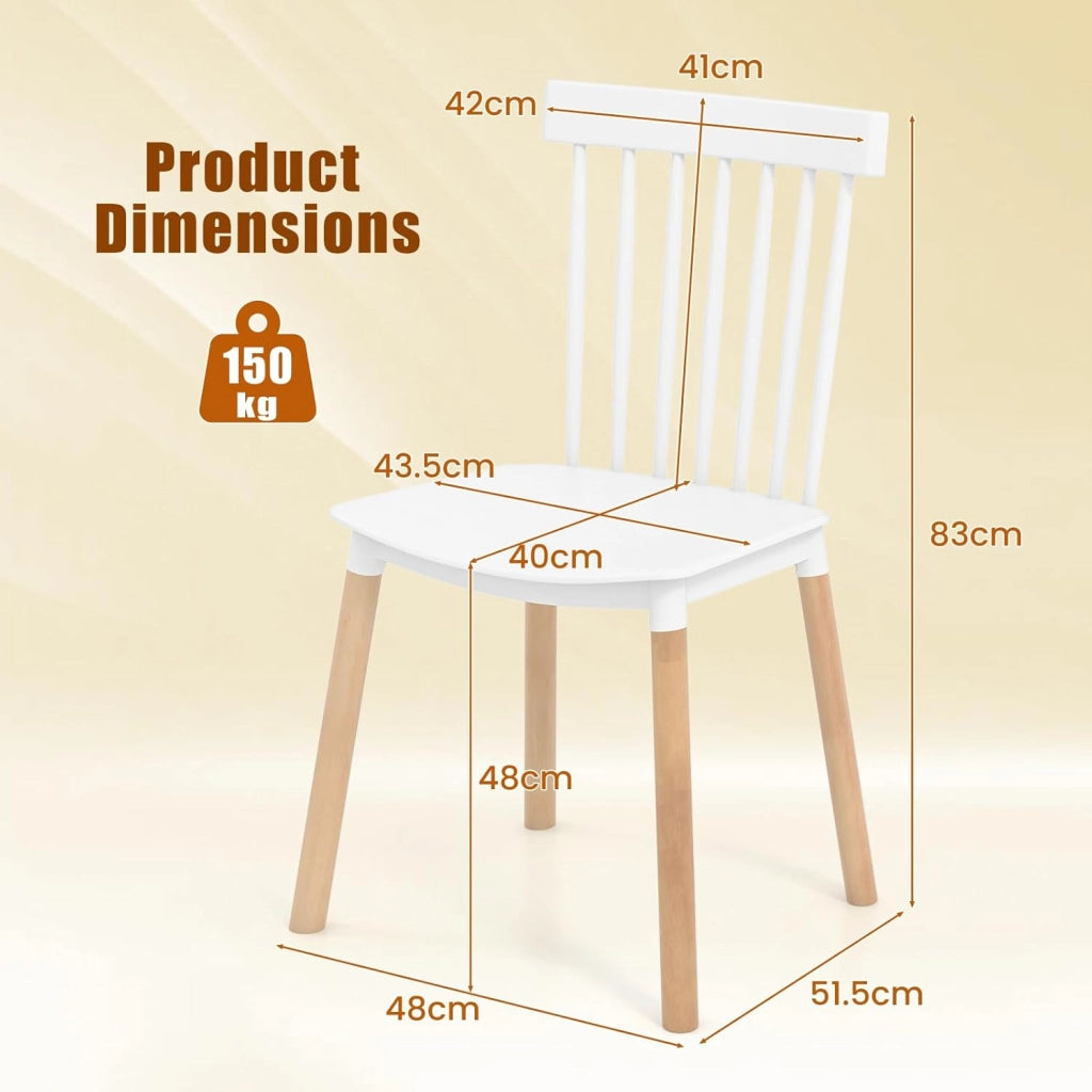 Set di 4 sedie da pranzo, sedia da cucina con schienale curvo e gambe in legno di faggio, portata fino a 150 kg, sedie per sala da pranzo, ristorante e caffetteria (bianco)