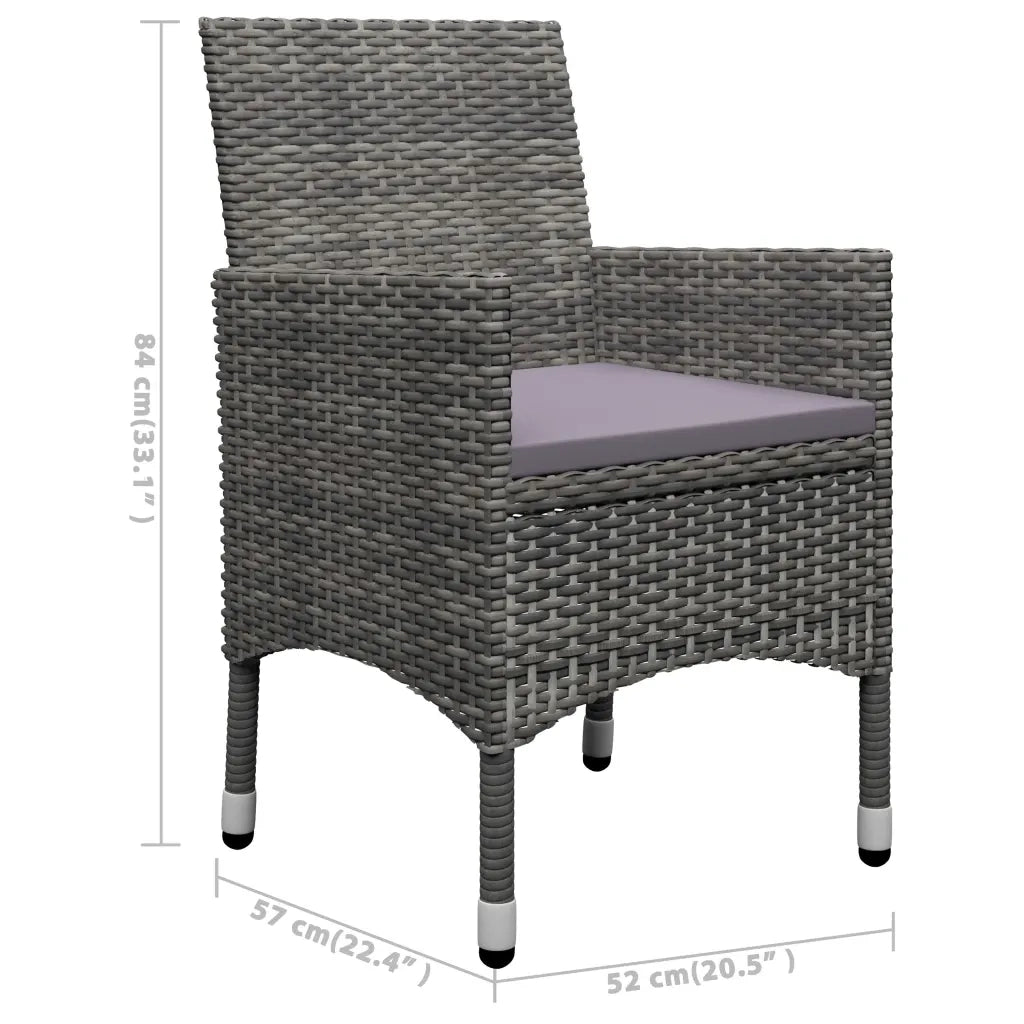 Set Mobili da Pranzo per Giardino 3 pz Grigio cod mxl 36072