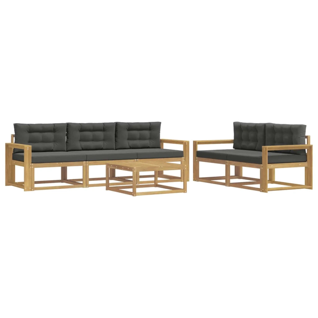 Set di divani da esterno con cuscino 6 pcs Bianco e Antracite