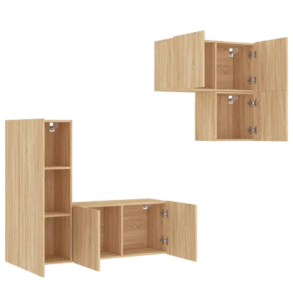 Mobili TV a Muro 4pz Rovere Sonoma in Legno Multistrato 3216430