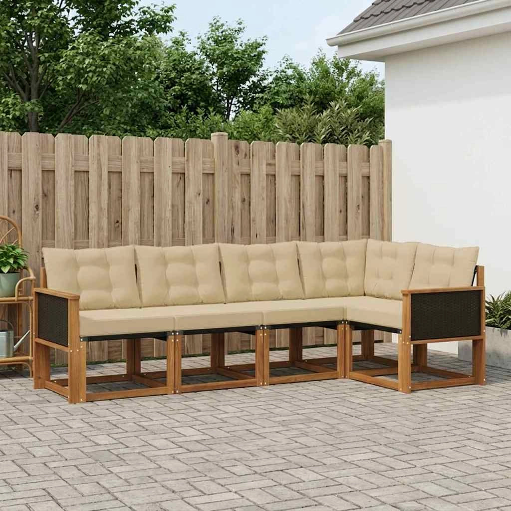 Set di divani da esterno 5 pz Naturale e Beige 3381945
