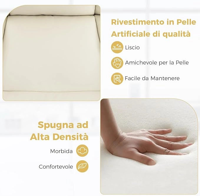 Sedia Ufficio con Ruote, Sedia da Scrivania Senza Braccioli con Schienale e Sedile Ampi, Altezza Regolabile, Meccanismo a Gas, Girevole a 360°, Portata 150 kg