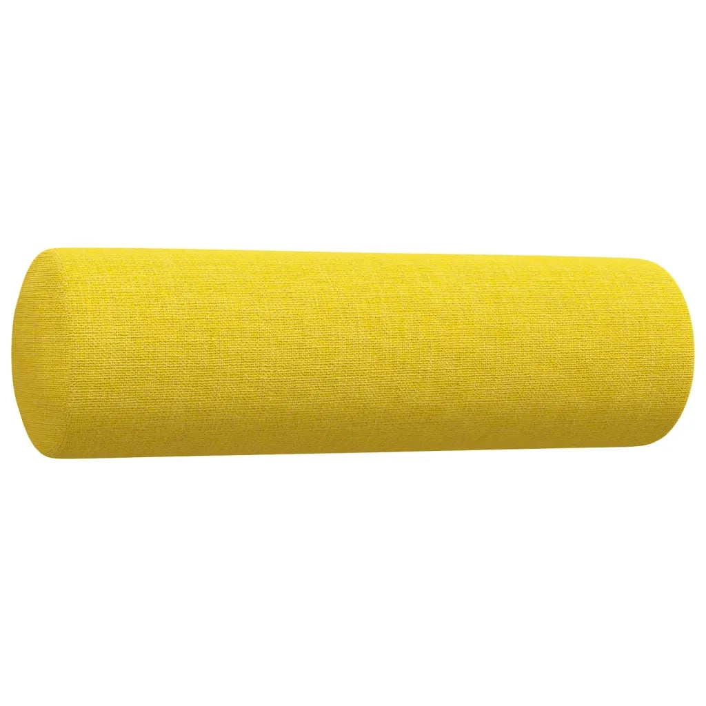 vidaXL Set Divani 3 pz con Poggiapiedi e Cuscini Giallo Chiaro Tessuto