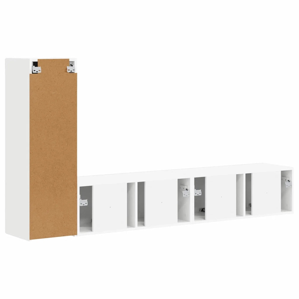 Set mobile TV Montaggio a parete 3 pcs Bianco Legno multistrato