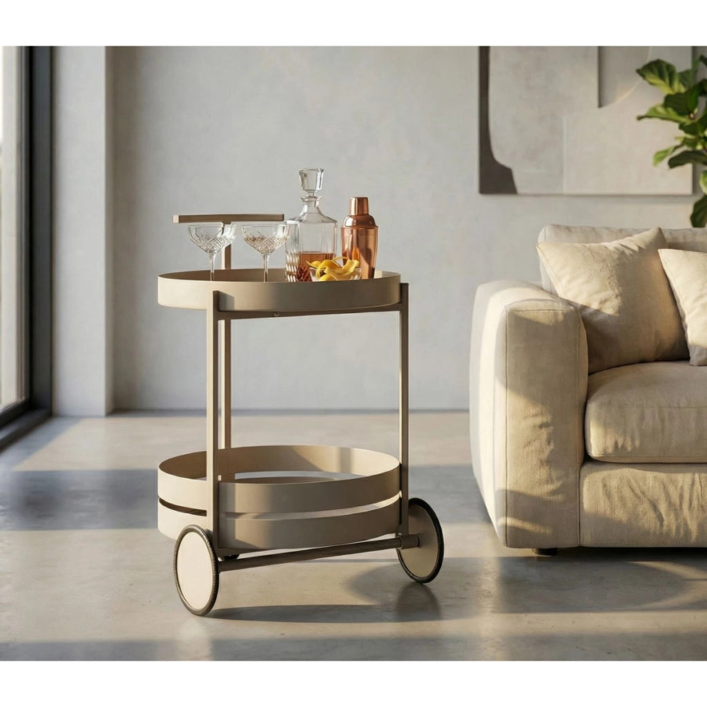 Carrello Saturno in metallo tortora