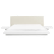 Letto in Legno Bianco Stile Giapponese con Rete a Doghe 180 x 200 cm
