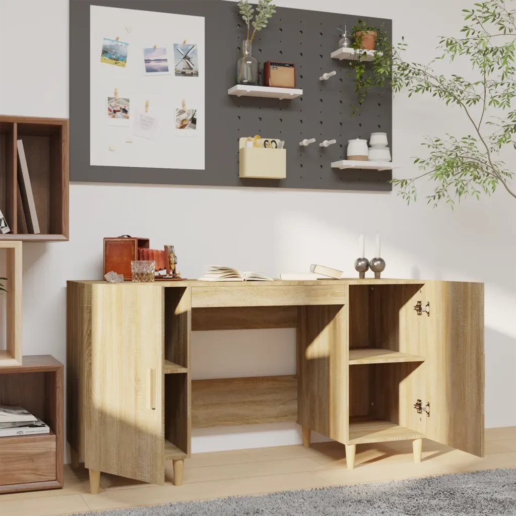 Scrivania | Tavolo da Ufficio Rovere Sonoma 140x50x75 cm in Legno Multistrato