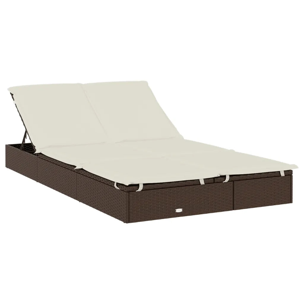 Lettino Doppio Tetto Rotondo Marrone 211x112x140 cm Polyrattan 319653