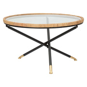 Langka, Tavolino da Salotto Dettaglio Effetto Rattan, 80x80x47h cm Nero
