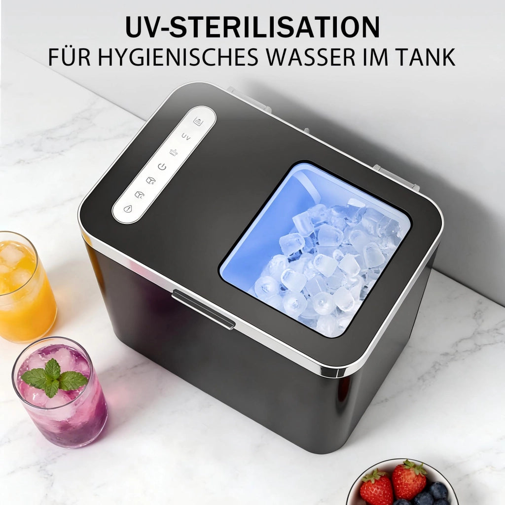 ZMH Macchina per il ghiaccio 1,2L 125W 6 cubetti di ghiaccio in 9 minuti 14 kg/24 ore autopulente per cucina e bar