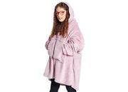 Felpa Plaid Bambini Coperta Calda Inverno Con Tasca Cappuccio Tinta Unita Brighton - Felpone - Rosa