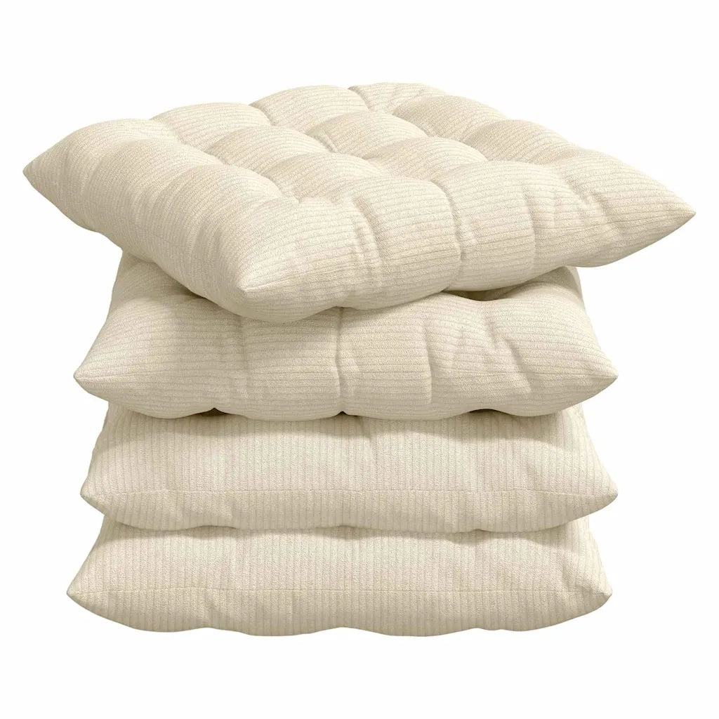 Cuscini per Seduta 4 pcs Crema 40 x 40 x 6 cm Tessuto in Cords 42015183