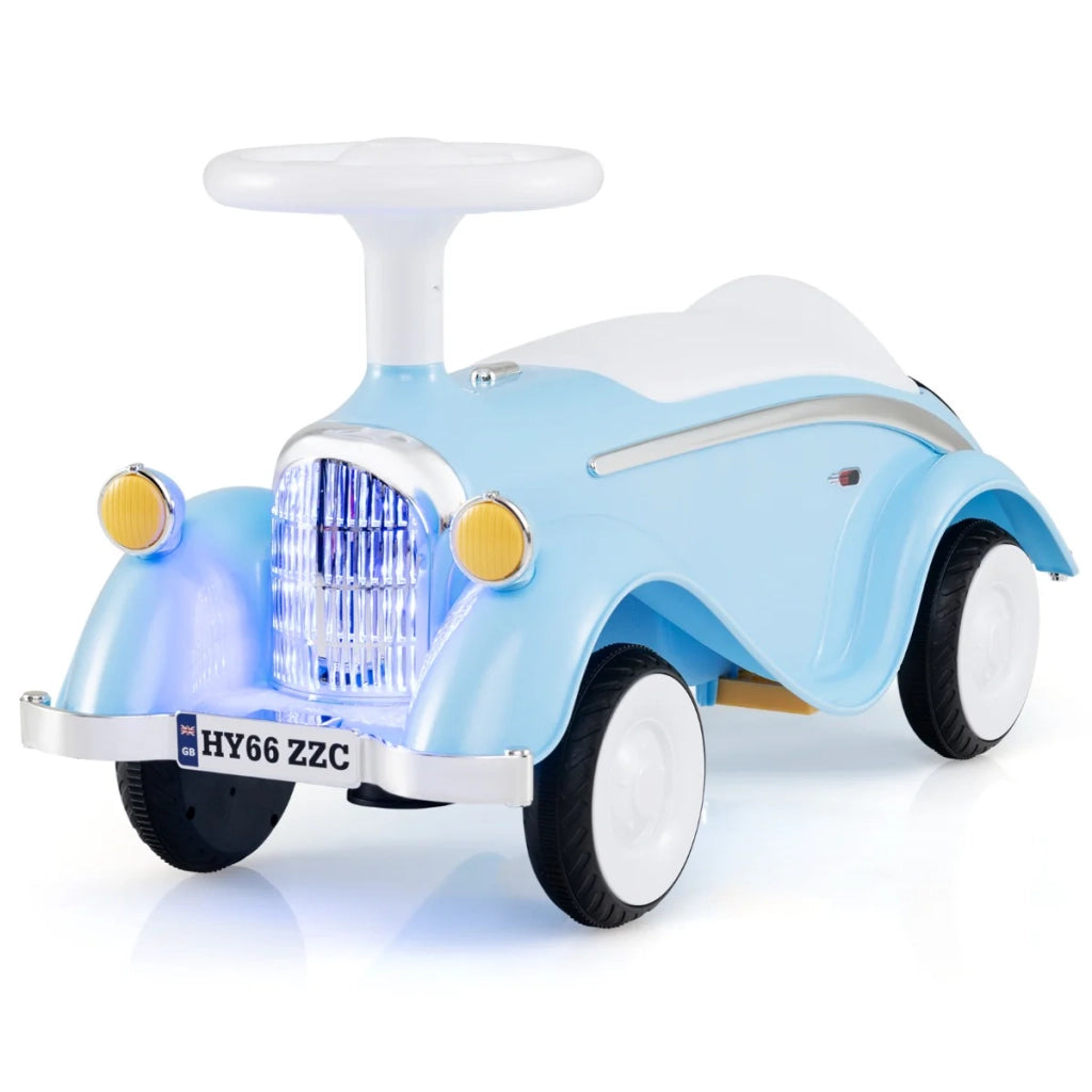 Veicolo giocattolo cavalcabile per bambini con volante e clacson 74 x 29 x 36 cm sicurezza migliorata stile retrò PP blu 20_0018933