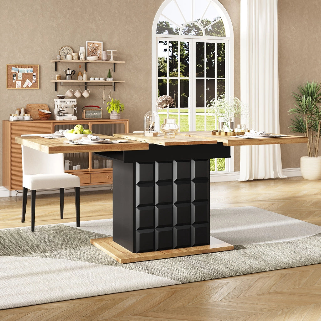 Tavolo da pranzo allungabile con contenitore; regolazione in 3 passaggi; per cucina e soggiorno; 110-140 × 80 × 75 cm