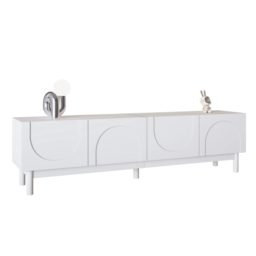 OKWISH Mobile TV con 4 Ante e Ripiani, Design senza Maniglie, per Soggiorno, MDF e Pannelli di Particelle, 169 x 34 x 45,5 cm