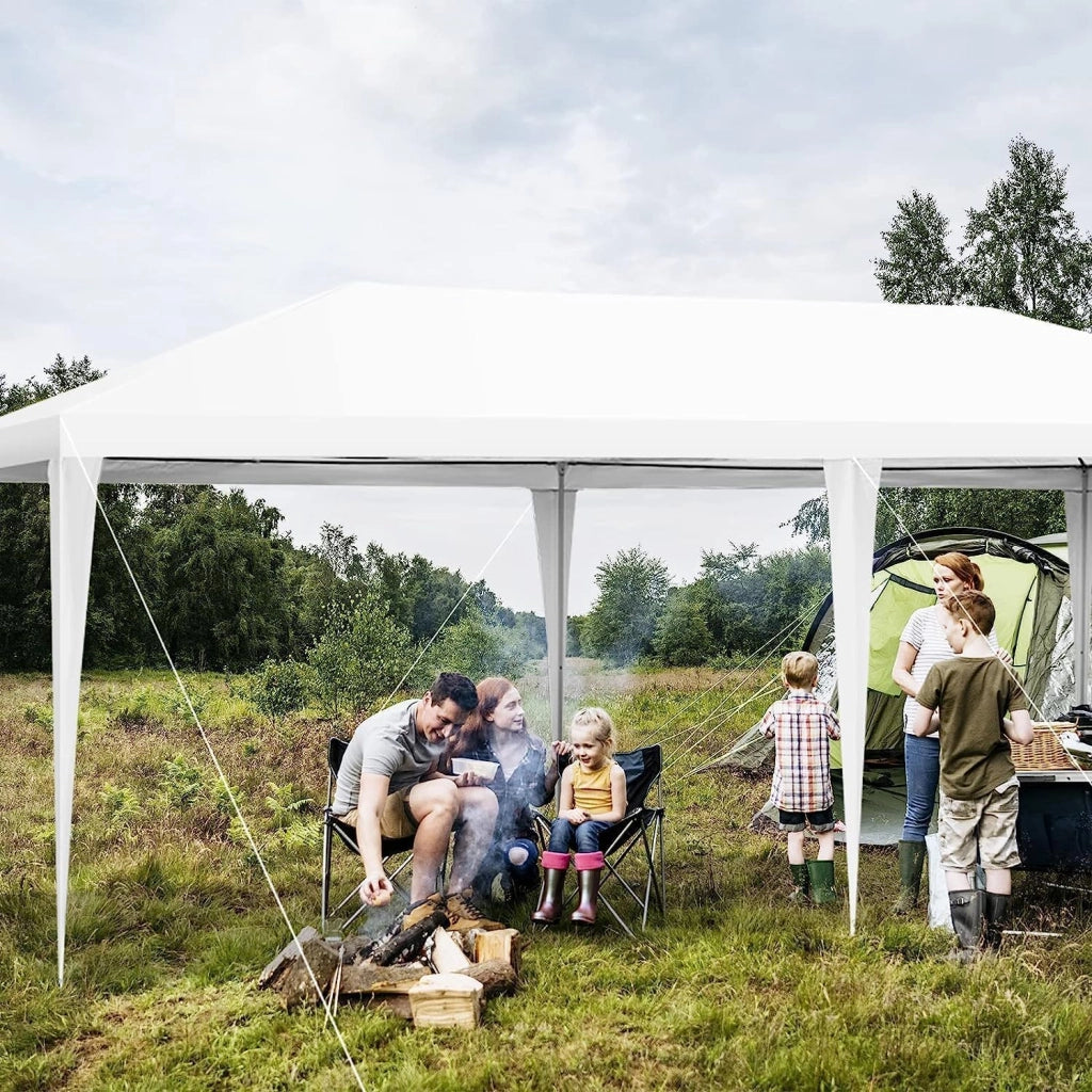 Tenda da Giardino, 3 x 6 m, Portatile, con Borsa per Trasporto, Gazebo Pieghevole con Pareti Laterali e Finestre, Tenda da Giardino per Feste, Bianco
