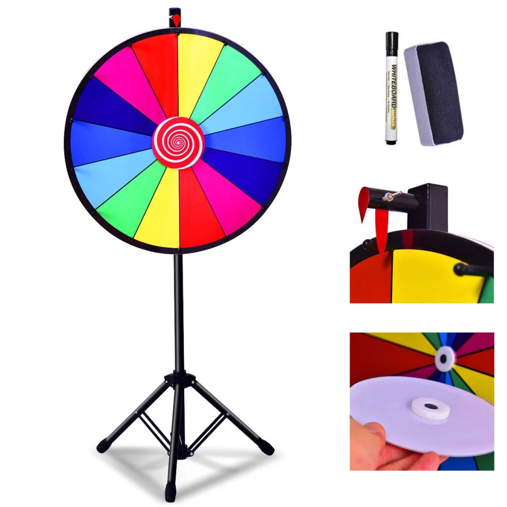 24 pollici 14 slot Ruota della fortuna premio regolabile in altezza 111-157cm Ruota colorato con penna cancellabile-Bersagli freccette
