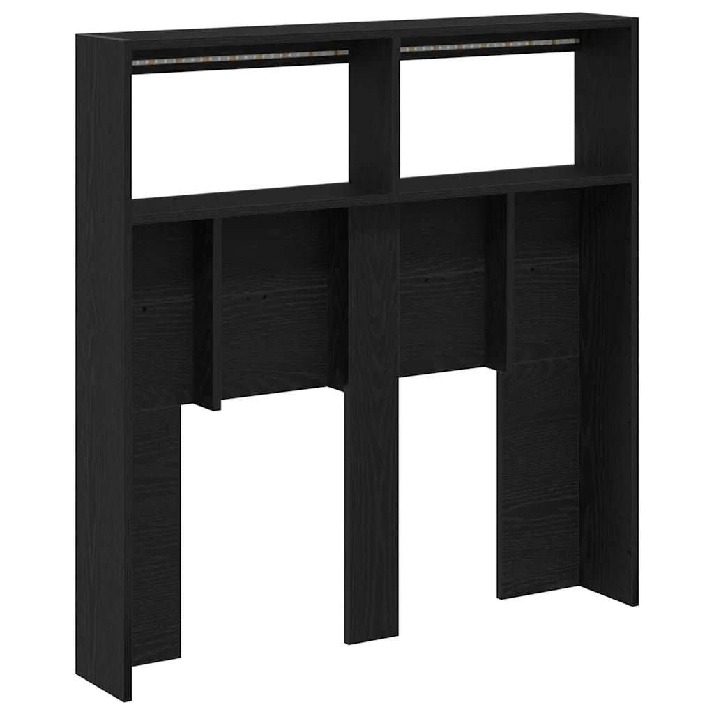 vidaXL Testiera con Contenitore a LED Rovere Nero 100x17x102 cm