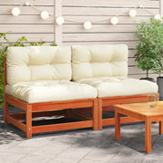 Divani Giardino Senza Braccioli Cuscini 2pz Marrone Cera Pino 838090