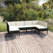 Set Divani da Giardino 6 pz con Cuscini in Polyrattan Nero cod mxl 38495