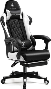 Sedia Gaming Ergonomica Sedia da Gaming Reclinabile con Schienale Regolabile, Poggiapiedi & Poggiatesta e Cuscino Lombare per Youtube Livestreaming Playstation bianco