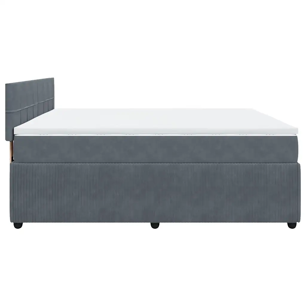 Giroletto a Molle con Materasso Grigio Scuro 200x200 cm Velluto