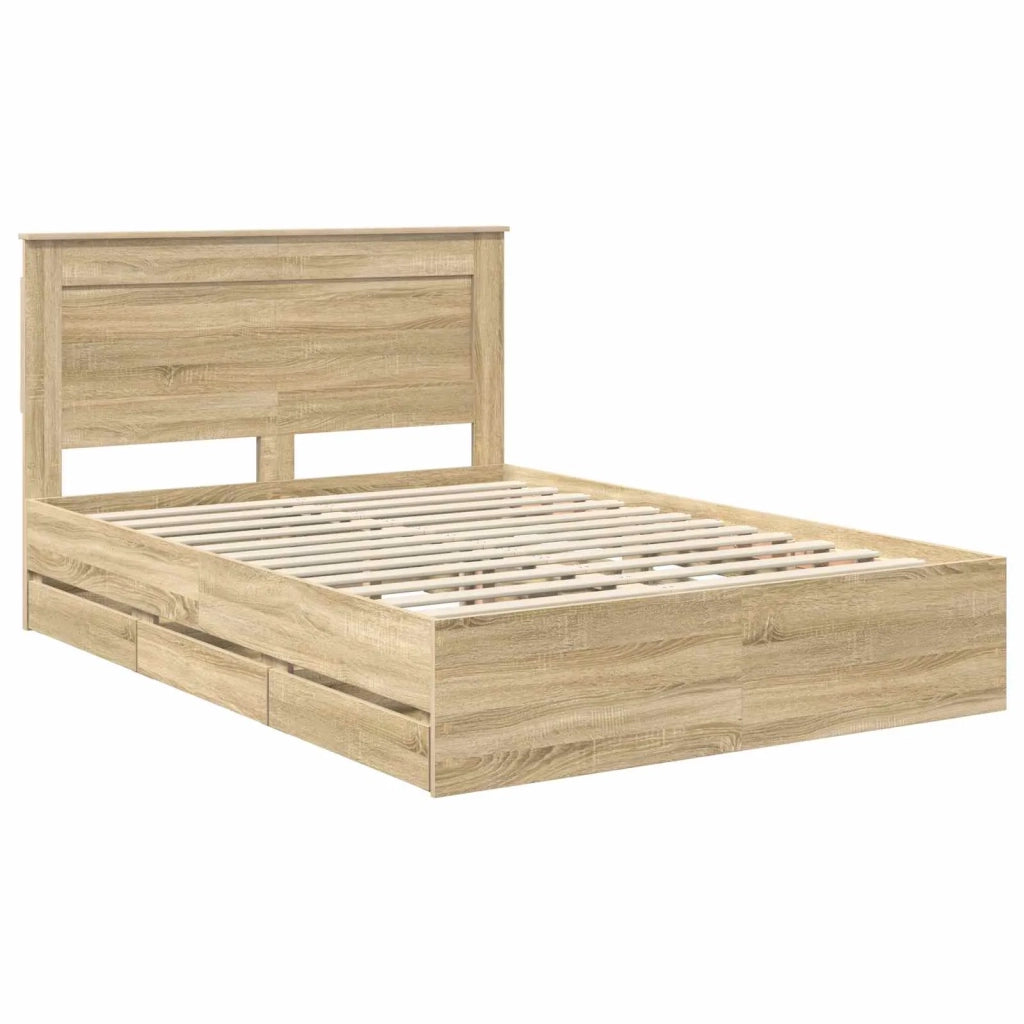 Struttura del letto con cassetto Rovere Sonoma 140 x 200 cm 3410178