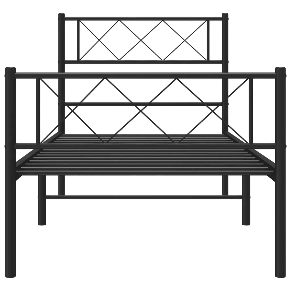 Giroletto con Testiera e Pediera Metallo Nero 90x190 cm 372287