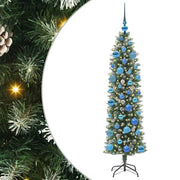 Albero di Natale Artificiale-Albero Natalizio Sottile Verde e Bianco 150 cm 377245