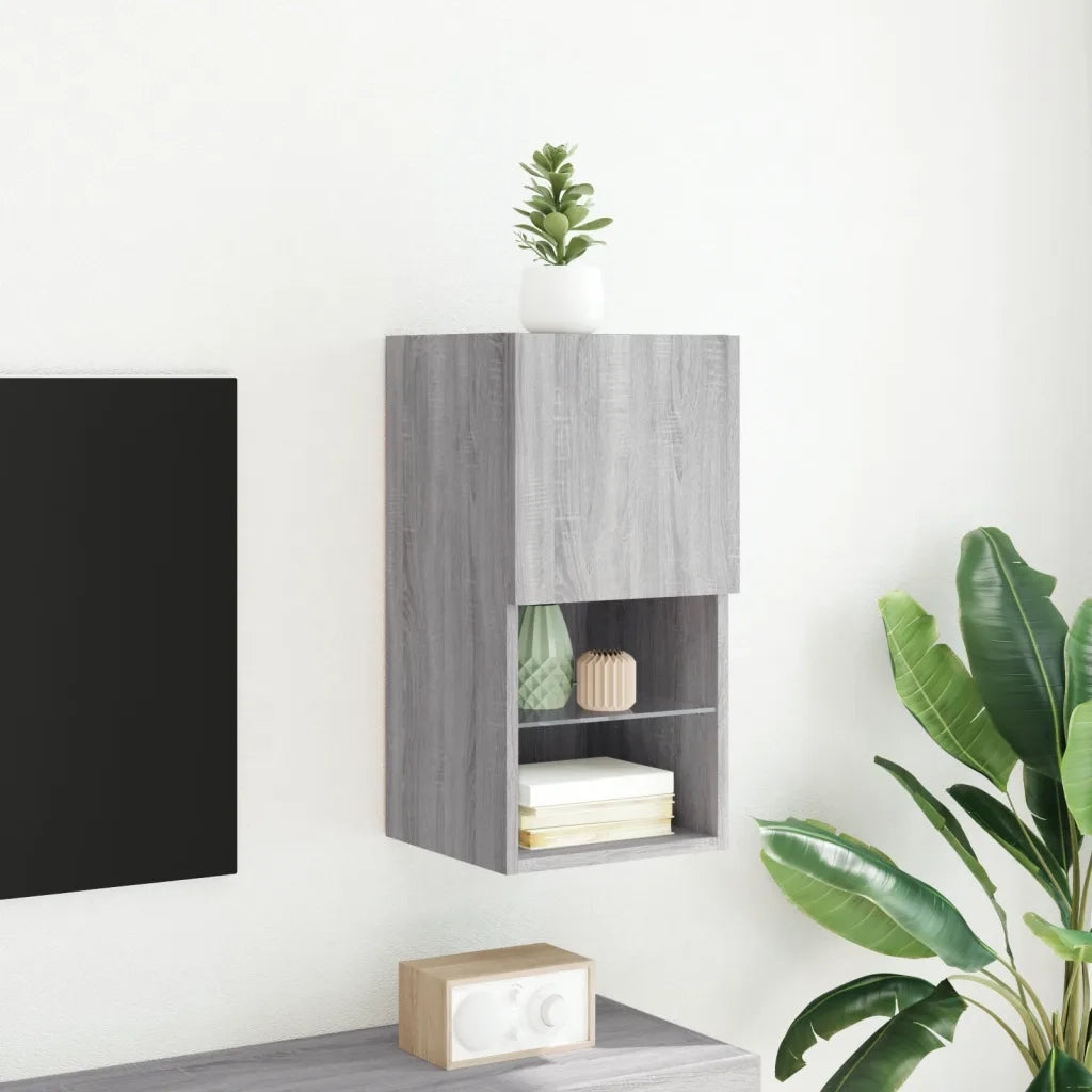 Mobile TV con Luci LED Grigio Sonoma 30,5x30x60 cm 836997