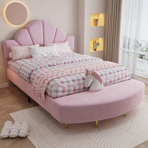 Letto imbottito-Xylo-140x200cm velluto panchina coordinata rosa