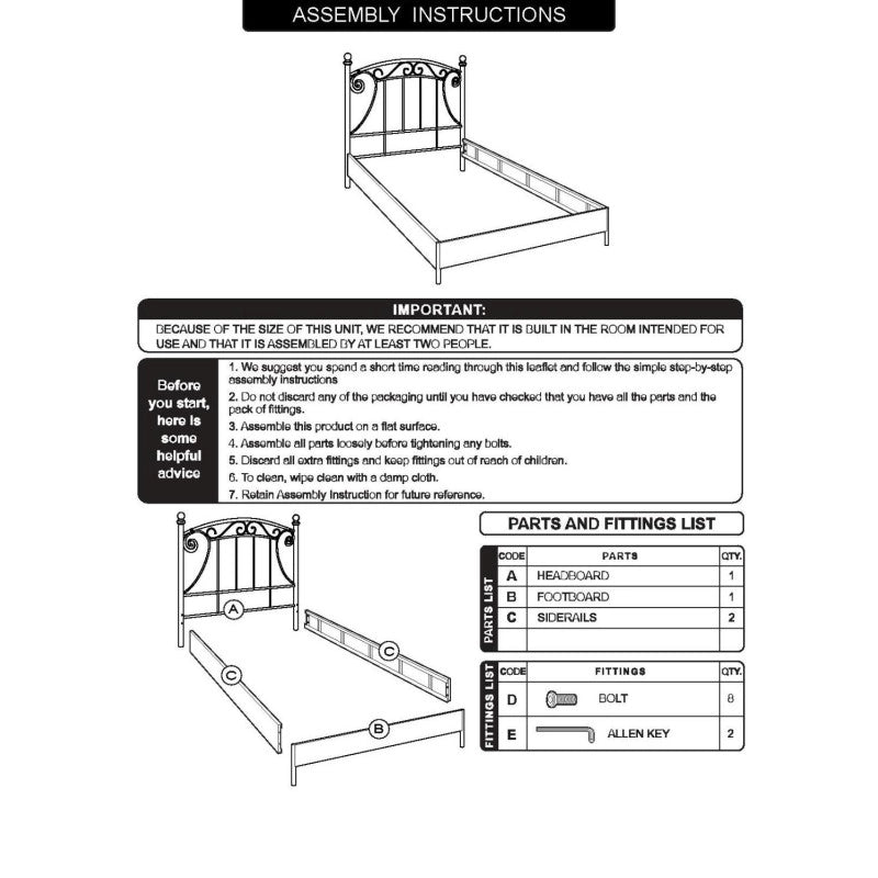 Letto nodi singolo bianco metallo cm95/100x195/200h115,5