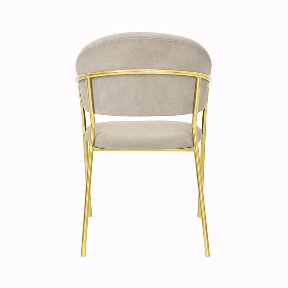 Sedie da sala da pranzo set da 4 Aurelia con schienale in velluto grigio tortora