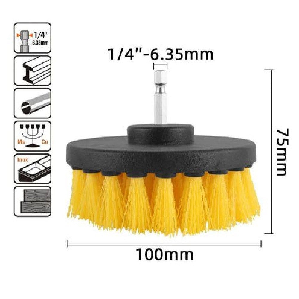 Trade Shop - Spazzola In Nylon 100mm Attacco 1/4" Rotante Trapano Elettrico Per Pulizia 57239 -