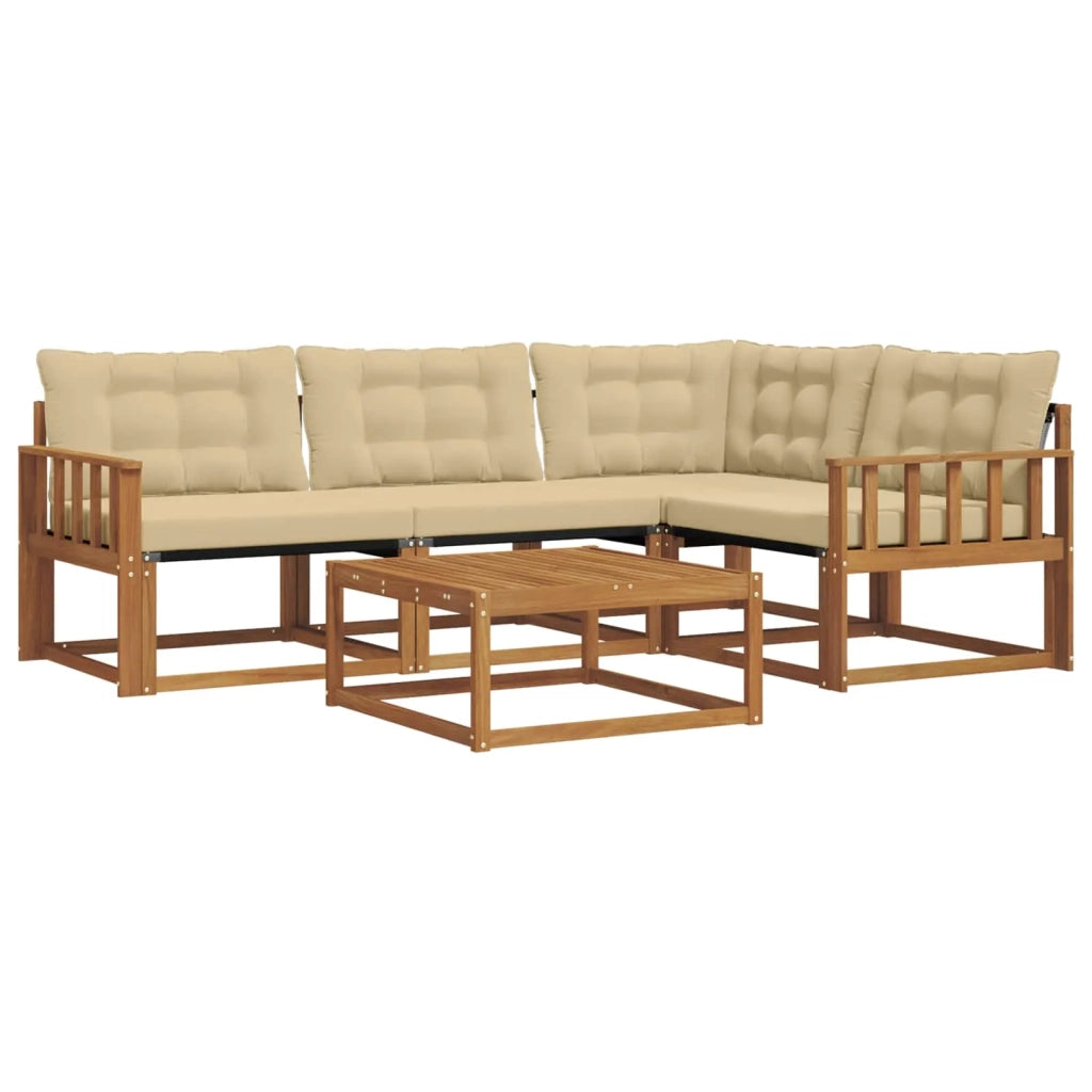 Set di divani da esterno con cuscino 5 pcs Naturale e Beige 3369432