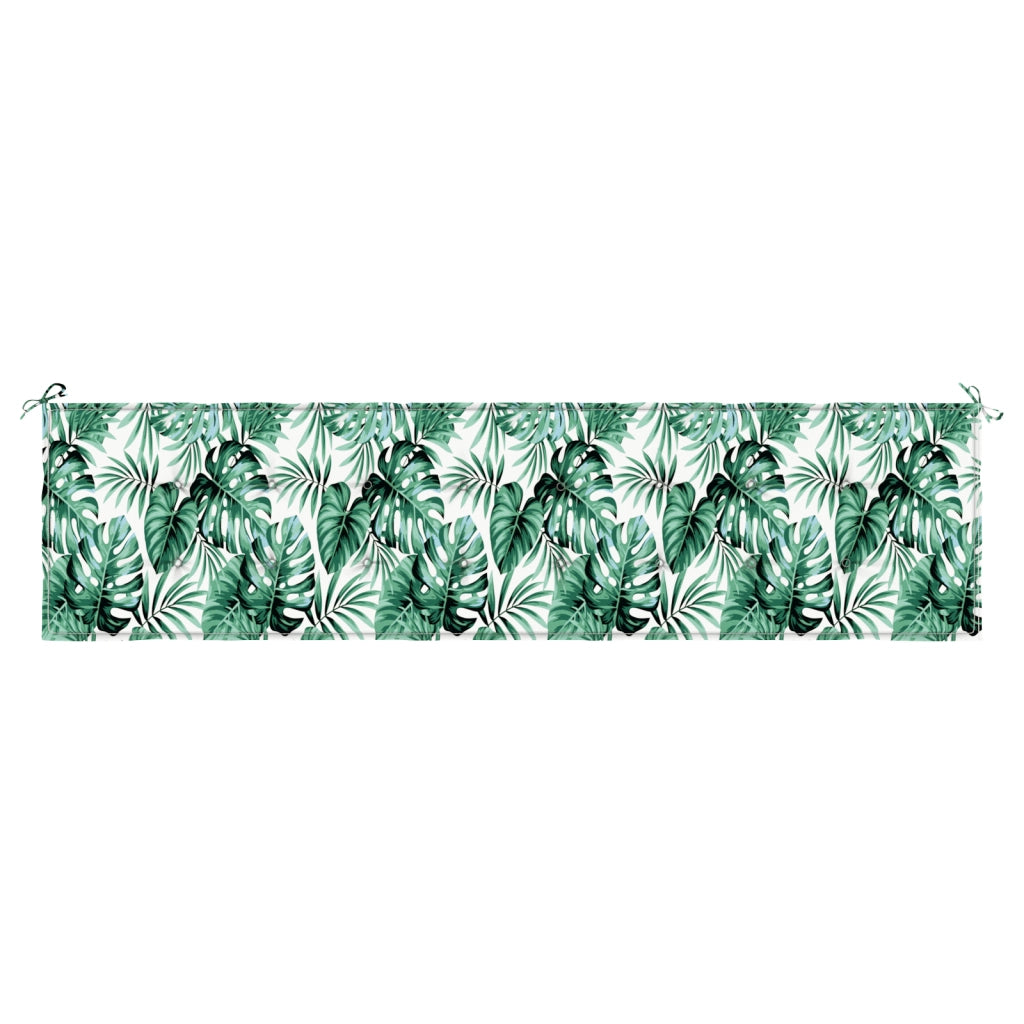 Cuscino da Panchina da Giardino con Motivo a Foglia 200x50x4 cm Tessuto Oxford