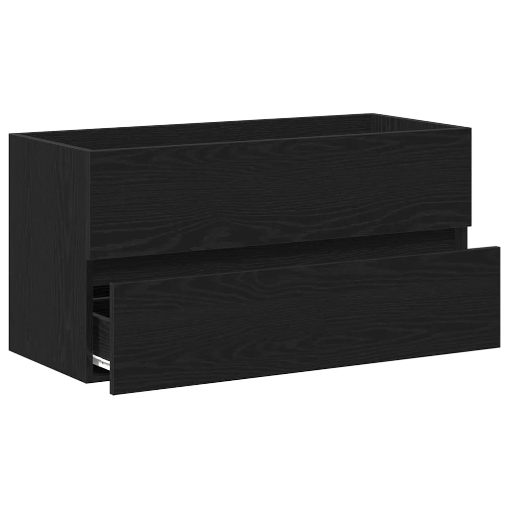 Mobile Lavabo-Armadietto da bagno Rovere Nero 90x38,5x45 cm in Legno Multistrato