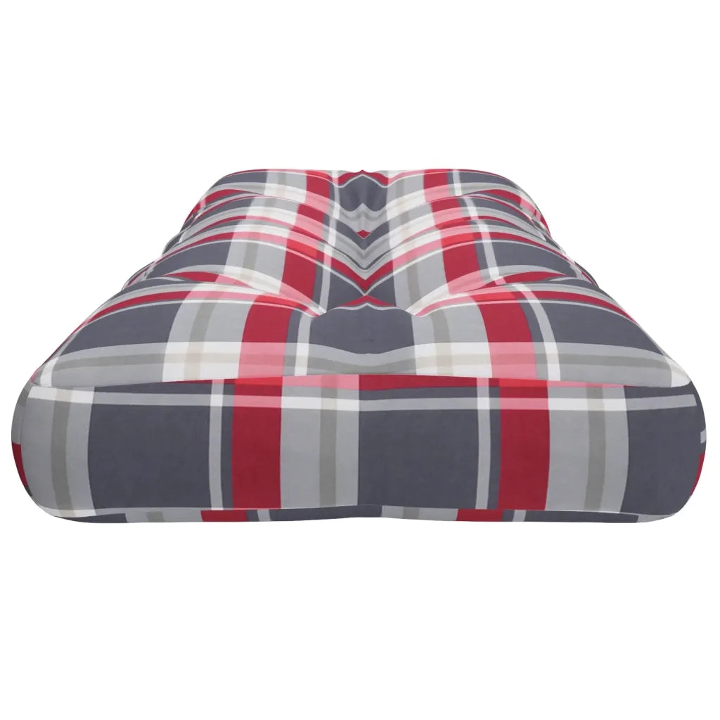 Cuscino per pallet | Cuscini per sedie a Quadri Rossi 120x40x12 cm in Tessuto