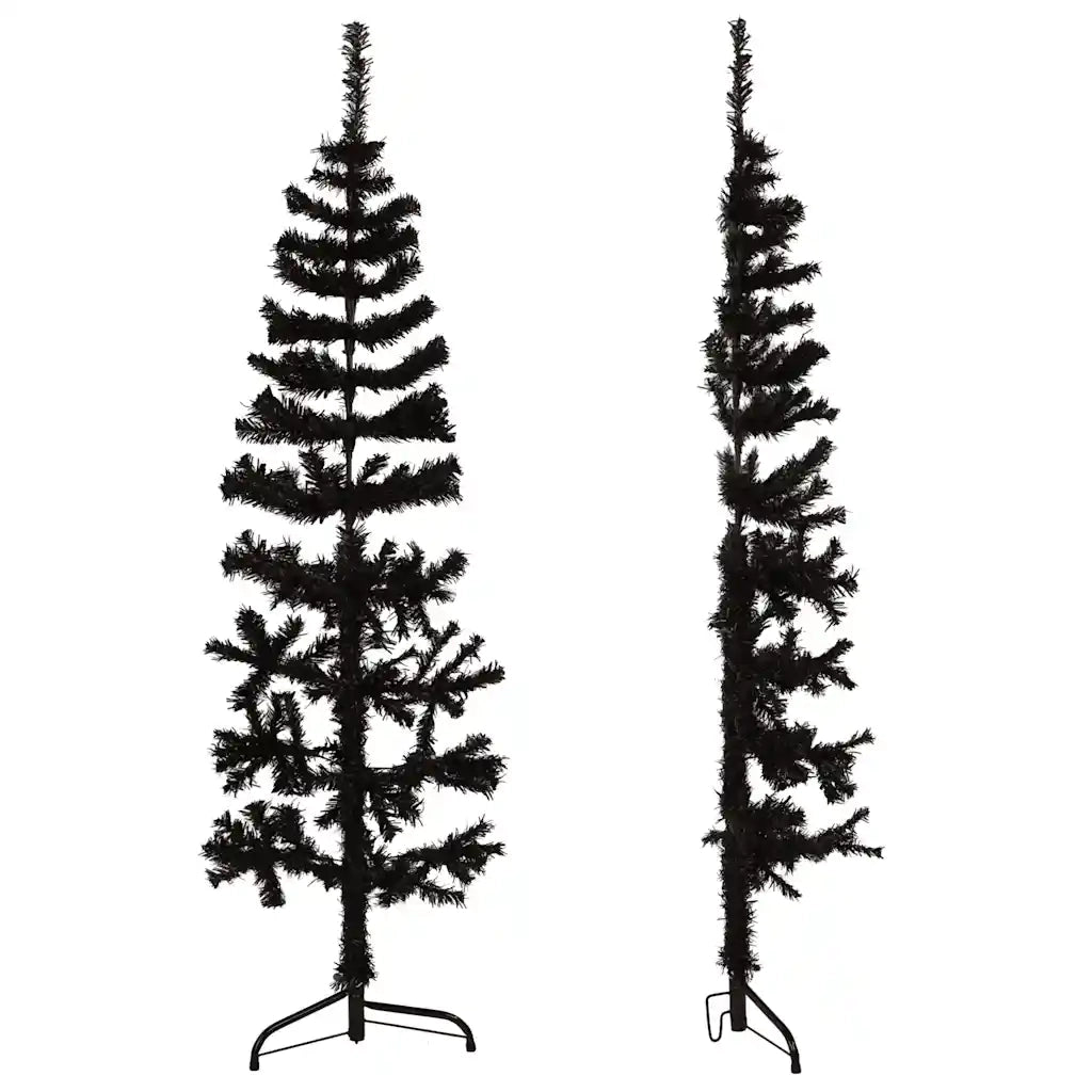 Albero Natale Artificiale Sottile a MetÃ  e Supporto Nero 150 cm