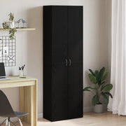 Armadio da Ufficio  Nero Rovere 60x32x190 cm in Legno Ingegnerizzato