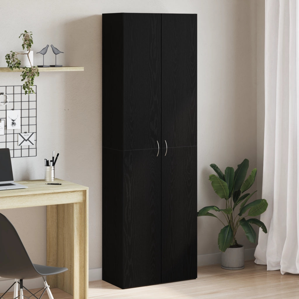 Armadio da Ufficio  Nero Rovere 60x32x190 cm in Legno Ingegnerizzato